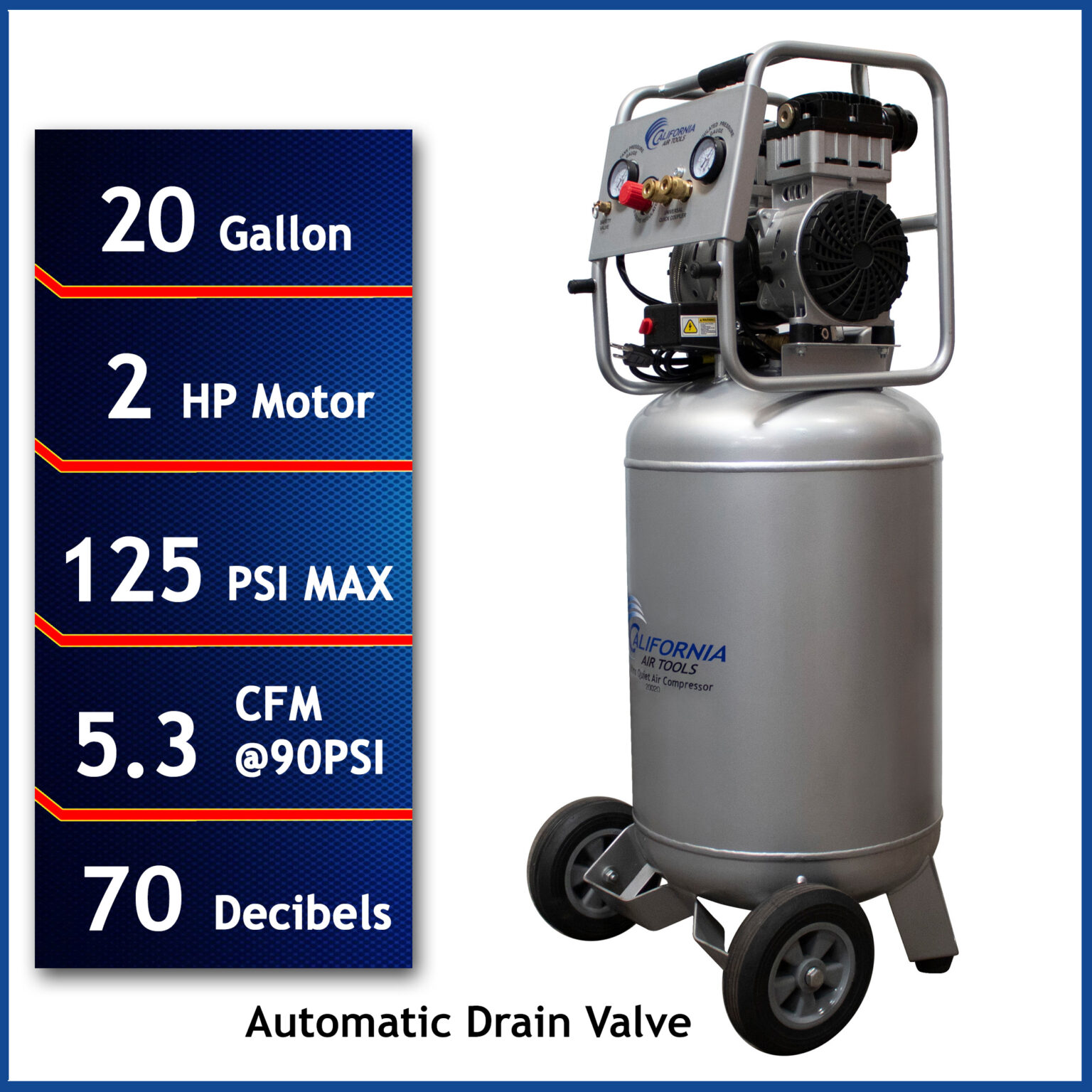 20mb Compressor CALIFORNIA AIR TOOLS 20020AD Ultra Quiet, Oil-Free and Powerful 2.0 Hp ...