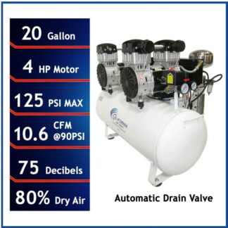 CALIFORNIA AIR TOOLS 20040DCAD Powerful 4.0 Hp Ultra Quiet & Oil-Free 20 Gallon Air Compressor﻿ with 80% Air Drying System and Automatic Drain Valve