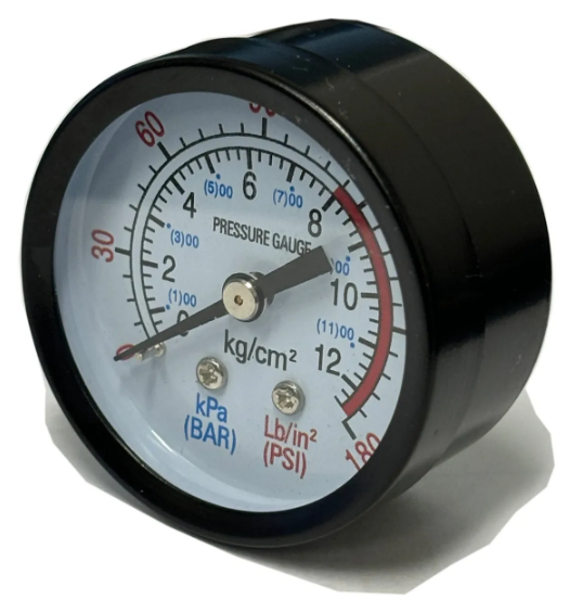 Pressure Gauge 2" Diameter Center Back Mount 1/4" NPT 0-180 PSI