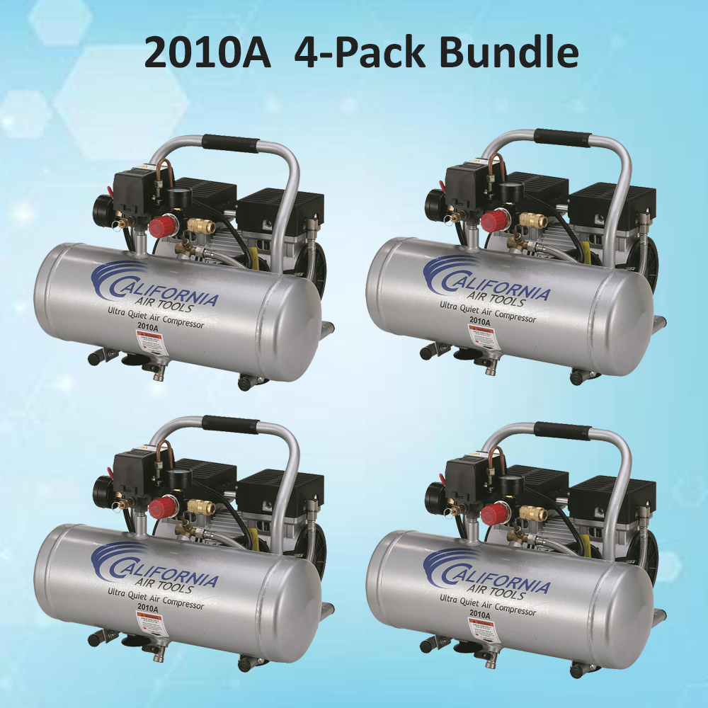 CALIFORNIA AIR TOOLS 2010A Ultra Quiet, Oil-Free, 1.0 Hp 2 Gallon Air Compressor (4-Pack Bundle)