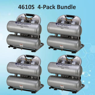 CALIFORNIA AIR TOOLS 4610S Ultra Quiet, Oil-Free, 1.0 Hp Lightweight 4.6 Gallon Air Compressor (4-Pack Bundle)