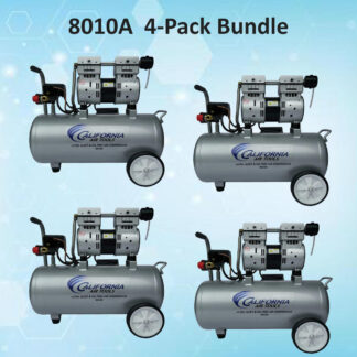 CALIFORNIA AIR TOOLS 8010A Ultra Quiet 1.0 Hp, Oil-Free, Lightweight Aluminum 8-Gallon Air Compressor (4-Pack Bundle)