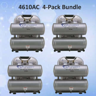 CALIFORNIA AIR TOOLS 4610AC Ultra Quiet 1.0 Hp, Oil-Free, Lightweight Aluminum 4.6 Gallon Air Compressor(4-Pack Bundle)